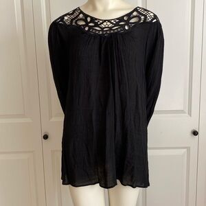 Lane Bryant Women’s Black Blouse with Lace Yoke 18/20 Gently Worn.